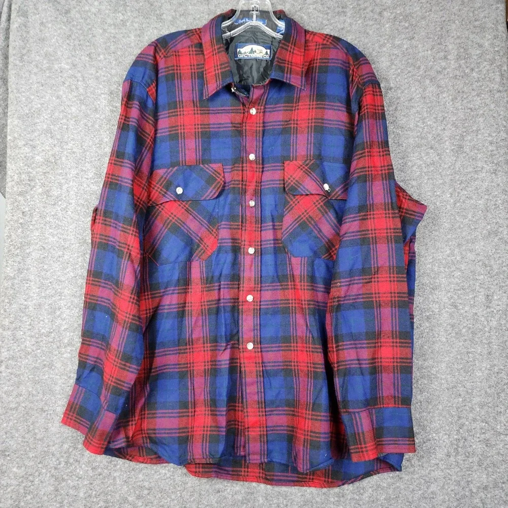 GFC Trading Co Plaid Shirt Jacket Mens XL Red Blue‎ Lined Flannel Shacket Korea